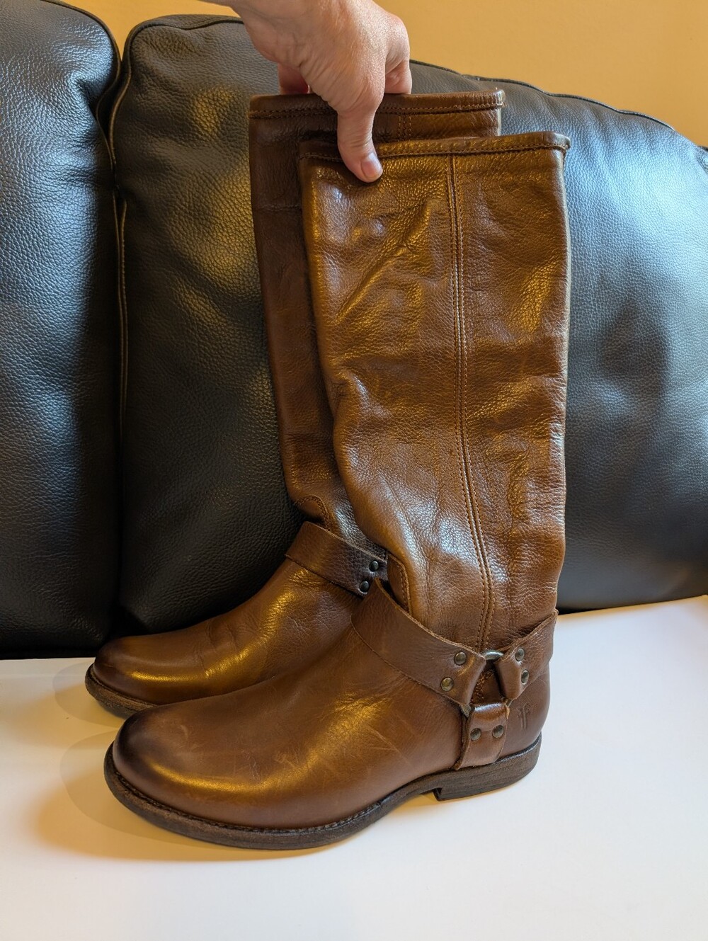 Frye Phillip Harness Tall leather riding boots size 7.5 BNWOB - Picture 4 of 11